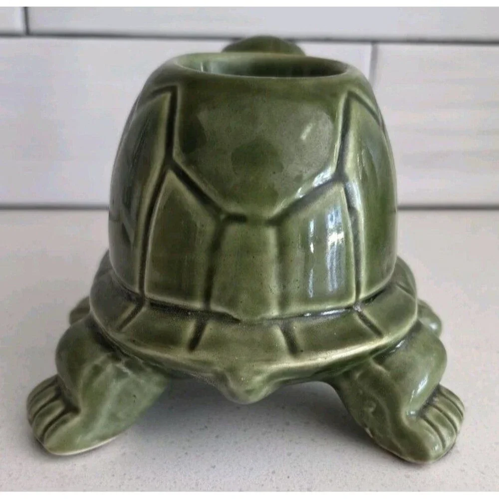 Pier 1 Green Turtle Ceramic Candle Holder Retired Limited